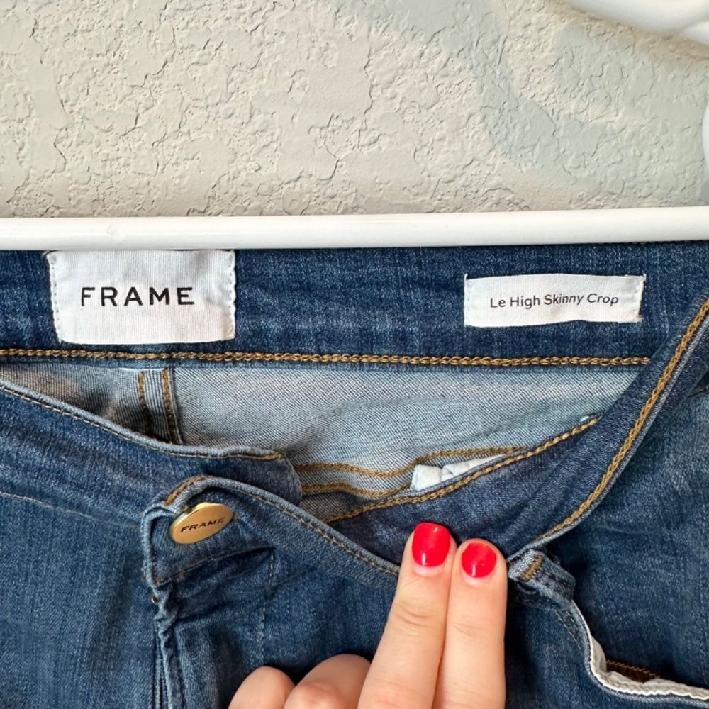 Frame Denim Le High Skinny Crop High Rise Stretchy Jeans - Size 32 - EUC - Picture 3 of 7
